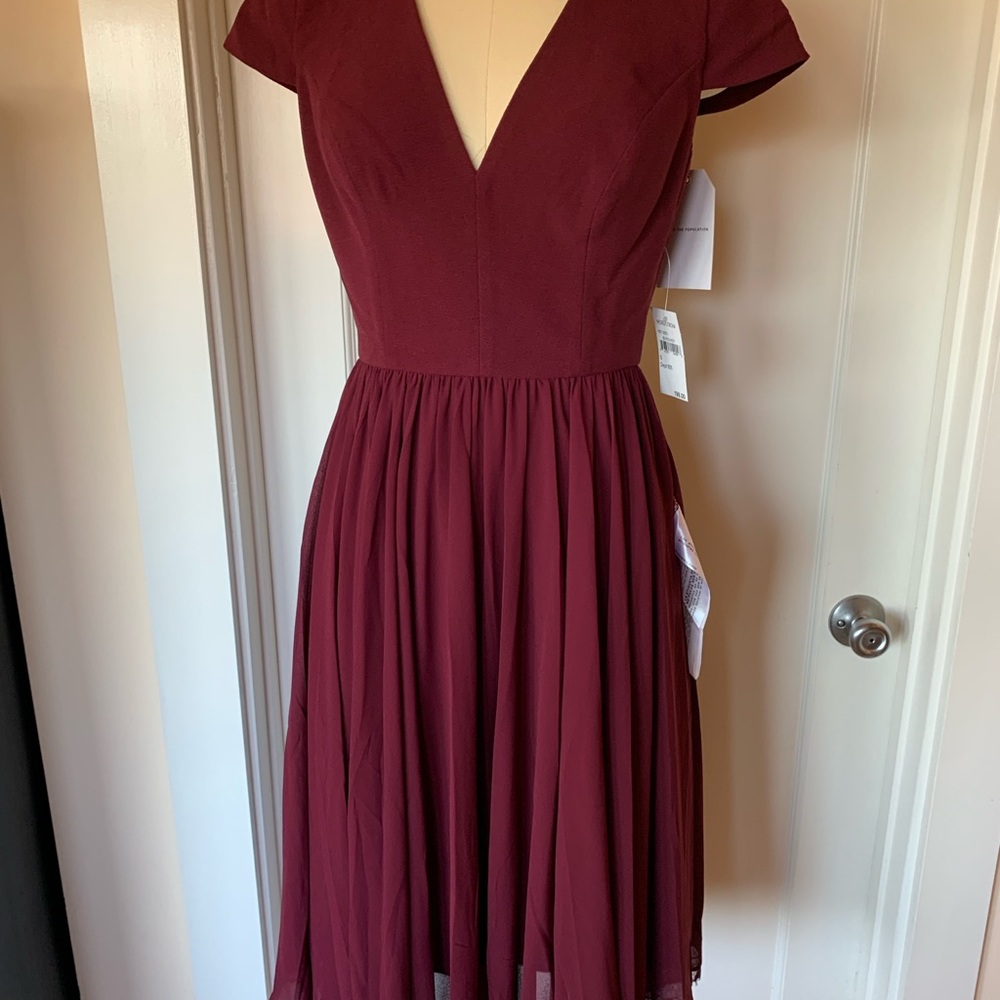Dress the Population Burgundy Midi Dress